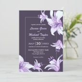 Invitation Plum Purple Lily Fleur Floral Printemps Mariage (Debout devant)