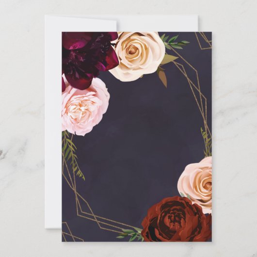 Invitation Plum Purple & Or Moderne Rustique Floral Mariage (Dos)