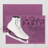 Invitation Plum Purple Skate Mates Patinage sur glace Anniver (Devant / Derrière)