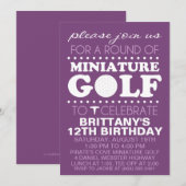 Invitation Plum Purple Tee Time Miniature Golf Anniversaire (Devant / Derrière)