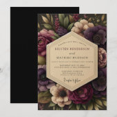 Invitation Plum Rich Botanical Wedding (Devant / Derrière)