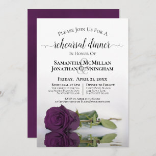 Invitation Plum romantique Violet Rose Dîner de répétition Ma
