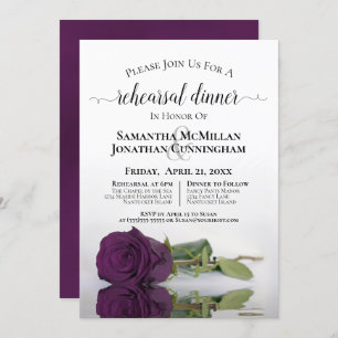 Invitation Plum romantique Violet Rose Dîner de répétition Ma