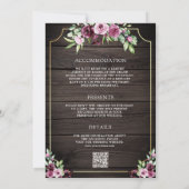 Invitation Plum rose Ampersand Floral Bois QR Code Mariage (Dos)