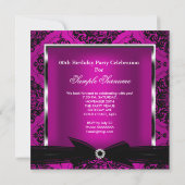 Invitation Plum rose Damask Argent Noir fête d'anniversaire 2 (Dos)