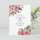 Invitation Plum rose et or Fête des mariées florale (Debout devant)