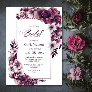 Invitation Plum rose Fête des mariées florale
