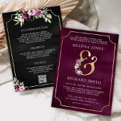 Invitation Plum rose Plum Floral Ampersand noir QR Code Maria