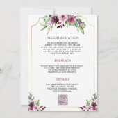 Invitation Plum rose Plum Floral Ampersand QR Code Mariage (Dos)