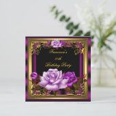 Invitation Plum rose violet Rose or élégant Anniversaire 5 (Debout devant)