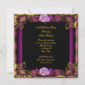 Invitation Plum rose violet Rose or élégant Anniversaire 5 (Dos)