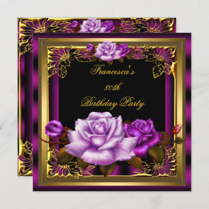 Invitation Plum rose violet Rose or élégant Anniversaire 5