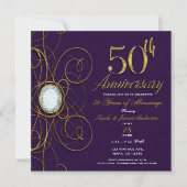 Invitation Plum Royal Purple Gold Diamond 50 50e anniversaire (Devant)