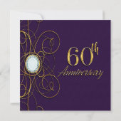 Invitation Plum Royal Purple Gold Diamond 60 60e anniversaire (Dos)