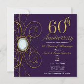 Invitation Plum Royal Purple Gold Diamond 60 60e anniversaire (Devant)