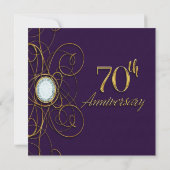 Invitation Plum Royal Purple Gold Diamond 70 70e anniversaire (Dos)
