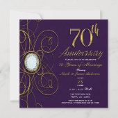 Invitation Plum Royal Purple Gold Diamond 70 70e anniversaire (Devant)