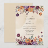 Invitation Plum Rustic Bohemian Wedding (Devant / Derrière)