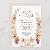 Invitation Plum rustique Brown Automne Citrouille Thème Baby  (Devant / Derrière)