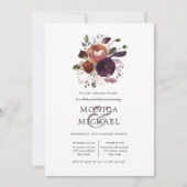 Invitation Plum rustique | Dîner de répétition Fleurs + plume (Devant)