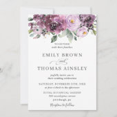 Invitation Plum rustique Mauve Purple Floral Mariage (Devant)