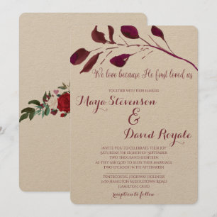 Invitation Plum rustique Nous aimons parce qu'il nous a aim