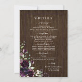 Invitation Plum rustique Purple Aquarelle Marbre Chute (Dos)