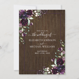 Invitation Plum rustique Purple Aquarelle Marbre Chute