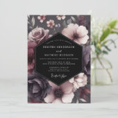 Invitation Plum Shadowy Bloom Wedding (Debout devant)