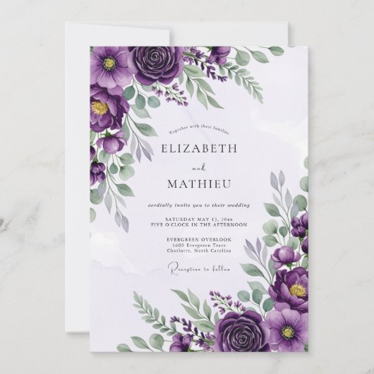 Invitation Plum Sophisticated Spring Wedding (Devant)