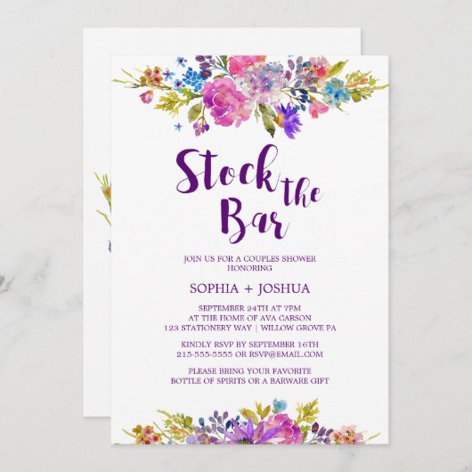 Invitation Plum Stock le Bar Couples Douche (Devant / Derrière)