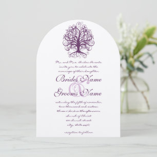 Invitation Plum Swirl Arbre Racines de l'amour Mariage Invite