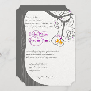 Invitation Plum Tree Inséparables de grains de bois Faire-par