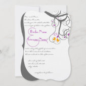 Invitation Plum Tree Swirls Inséparables Damask Back 2 Mariag