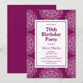 Invitation Plum Velvet & Blanc Mandala Flower 70e anniversair (Devant / Derrière)
