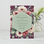 Invitation Plum Verdant Bloom Wedding (Debout devant)