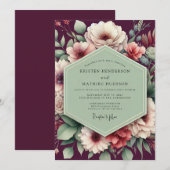 Invitation Plum Verdant Bloom Wedding (Devant / Derrière)