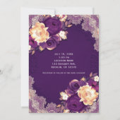 Invitation Plum violet Élégant dentelle Mariage campagnard fl (Dos)