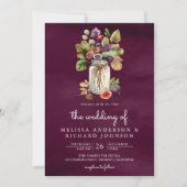 Invitation Plum violet Fig Mason Jar Tout en un Mariage (Devant)