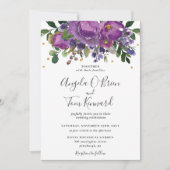 Invitation Plum violet Mariage de verdure fleurie (Devant)