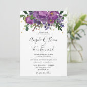 Invitation Plum violet Mariage de verdure fleurie (Debout devant)