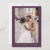 Invitation Plum violet minimaliste Élégant Mariage photo (Devant)