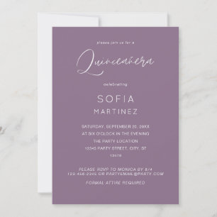 Invitation Plum violet MOD Calligraphie Quinceanera