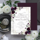 Invitation Plum violet or Aquarelle Mariage de automne en mar