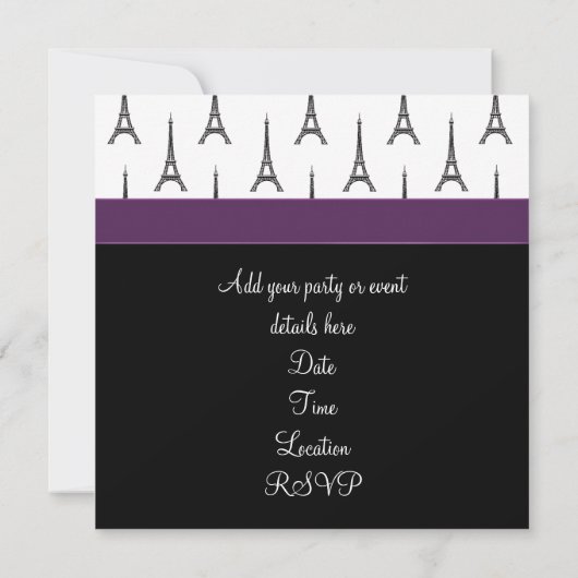 Invitation Plum violet Paris Tour Eiffel (Dos)