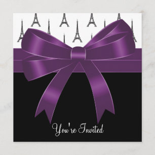 Invitation Plum violet Paris Tour Eiffel