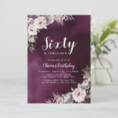 Invitation Plum violet & rose bouho poussiéreux fleuri 60e an (Debout devant)