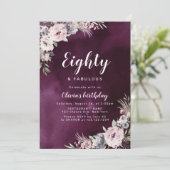 Invitation Plum violet & rose bouho poussiéreux floral 80e an (Debout devant)