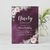 Invitation Plum violet & rose bouho poussiéreux floral 90e an (Debout devant)