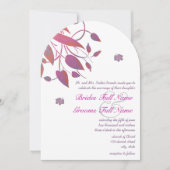Invitation Plum violet rose corail gris papillon Mariage (Devant)